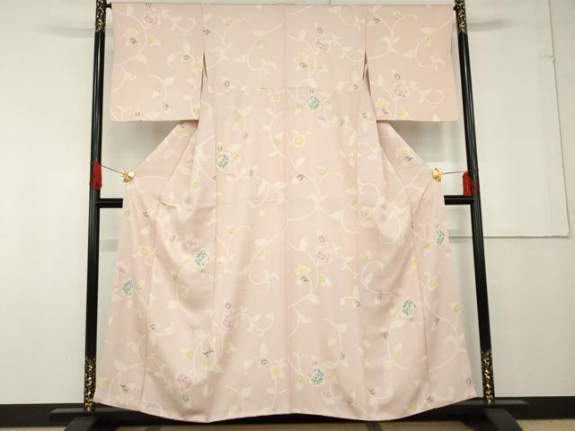 平和屋着物●上質な小紋　花唐草文　正絹　逸品　AABF9120cs