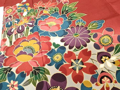平和屋着物●豪華振袖 型染め 花毬吉祥文 暈し染め 正絹 逸品 AABF9122cs