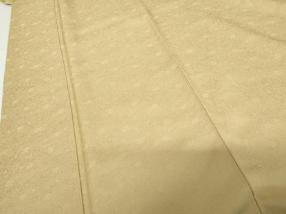 平和屋着物●上質な色無地　草花地紋　白橡色　正絹　逸品　未使用　AABF9126cs