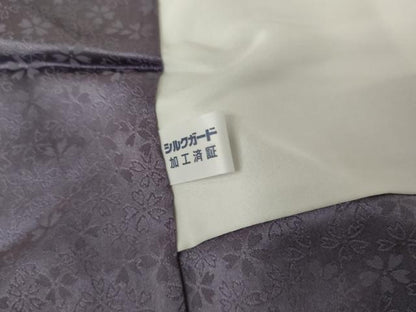 平和屋着物●上質な色無地　舞花地紋　紫苑色　正絹　逸品　AABF9128cs