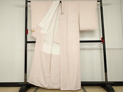 平和屋着物●上質な色無地　草花地紋　撫子色　正絹　逸品　AABF9131cs