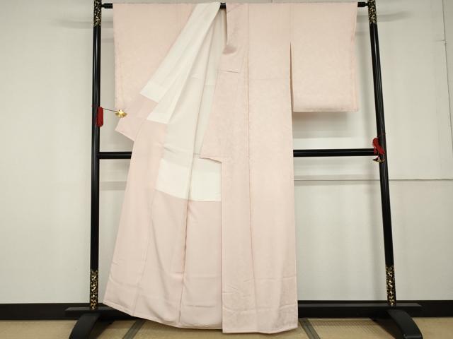 平和屋着物●上質な色無地　草花地紋　撫子色　正絹　逸品　AABF9131cs