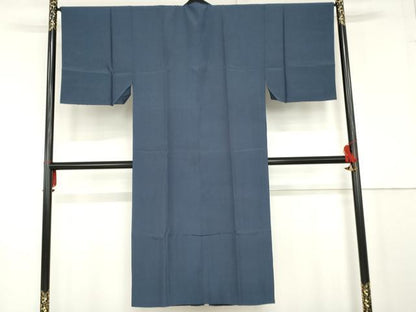 平和屋着物●男性　長襦袢　袷　色無地　青藍色　正絹　逸品　AABF9132cs