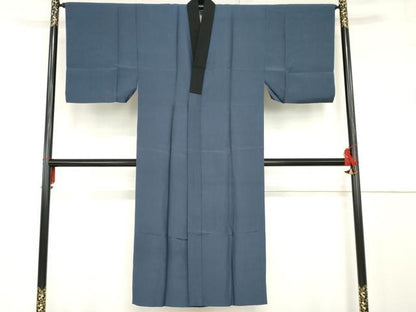 平和屋着物●男性　長襦袢　袷　色無地　青藍色　正絹　逸品　AABF9132cs