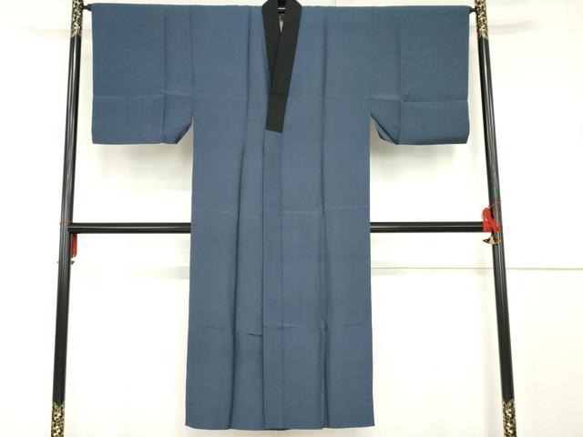 平和屋着物●男性　長襦袢　袷　色無地　青藍色　正絹　逸品　AABF9132cs