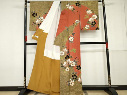 平和屋着物●訪問着 駒刺繍 桜 金彩 正絹 逸品 AABF9138cs