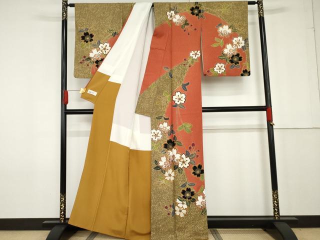 平和屋着物●訪問着 駒刺繍 桜 金彩 正絹 逸品 AABF9138cs