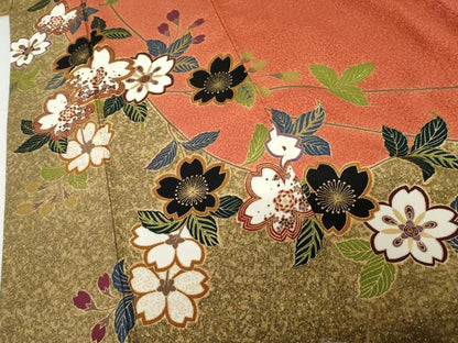 平和屋着物●訪問着 駒刺繍 桜 金彩 正絹 逸品 AABF9138cs