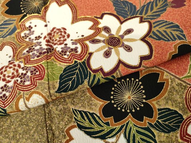 平和屋着物●訪問着 駒刺繍 桜 金彩 正絹 逸品 AABF9138cs