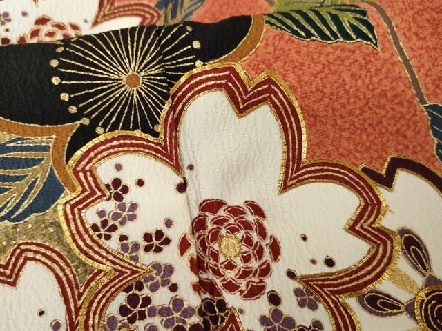 平和屋着物●訪問着 駒刺繍 桜 金彩 正絹 逸品 AABF9138cs