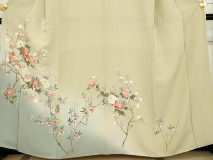 平和屋着物●訪問着　友禅　枝花文　暈し染め　正絹　逸品　AABF9140cs
