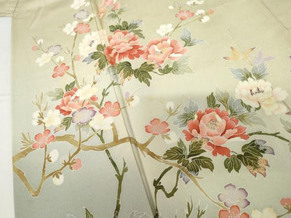 平和屋着物●訪問着　友禅　枝花文　暈し染め　正絹　逸品　AABF9140cs