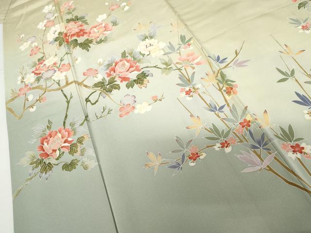 平和屋着物●訪問着　友禅　枝花文　暈し染め　正絹　逸品　AABF9140cs