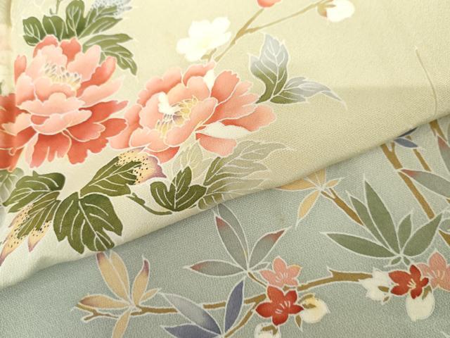 平和屋着物●訪問着　友禅　枝花文　暈し染め　正絹　逸品　AABF9140cs