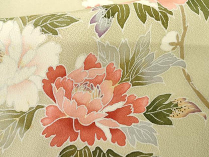 平和屋着物●訪問着　友禅　枝花文　暈し染め　正絹　逸品　AABF9140cs