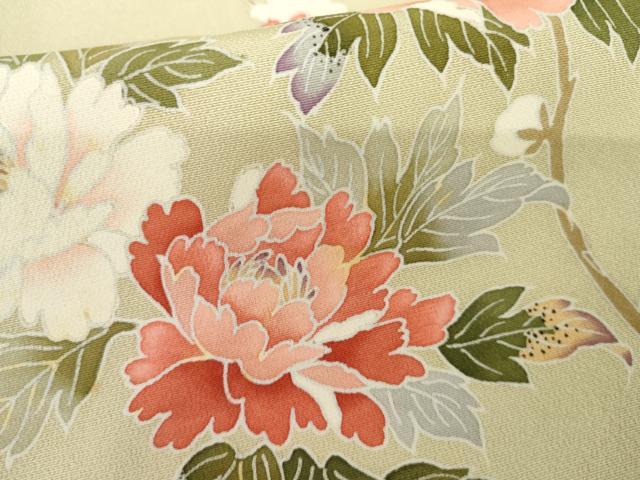 平和屋着物●訪問着　友禅　枝花文　暈し染め　正絹　逸品　AABF9140cs