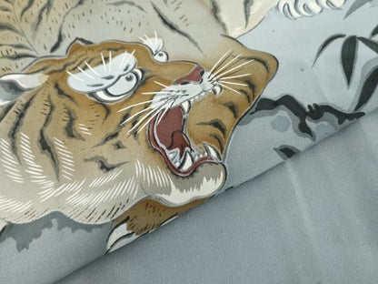 平和屋着物●男性 長襦袢 袷 手描き 虎 トラ 暈し染め 正絹 逸品 AABF9142cs