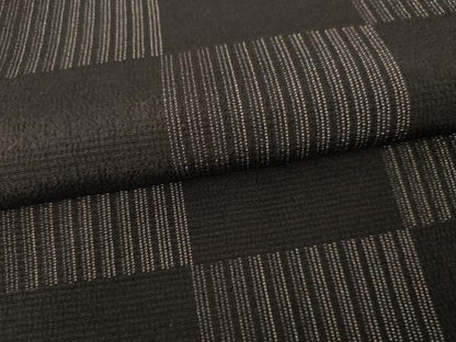 平和屋着物●お召　市松文様　こげ茶色　　正絹　逸品　未使用　AABF9144cs