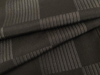 平和屋着物●お召　市松文様　こげ茶色　　正絹　逸品　未使用　AABF9144cs
