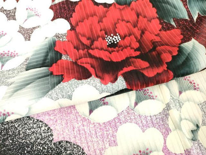平和屋着物●豪華振袖 手描き こっぽり 古慕里 渡り橋枝花文 暈し染め 黒地 正絹 逸品 AABF9146cs