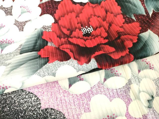 平和屋着物●豪華振袖 手描き こっぽり 古慕里 渡り橋枝花文 暈し染め 黒地 正絹 逸品 AABF9146cs