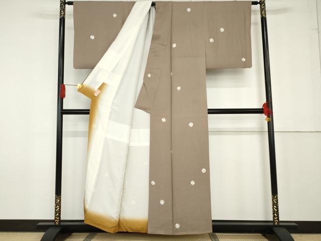 平和屋着物●上質な小紋 絞り 枝葉丸文 正絹 逸品 AABF9147cs