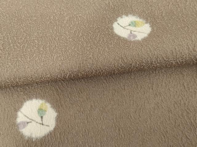 平和屋着物●上質な小紋 絞り 枝葉丸文 正絹 逸品 AABF9147cs