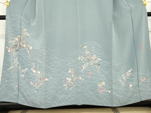 平和屋着物●京加賀友禅　百貫達雄　訪問着　枝花文　正絹　逸品　AABF9148cs