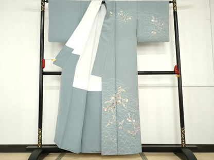 平和屋着物●京加賀友禅　百貫達雄　訪問着　枝花文　正絹　逸品　AABF9148cs