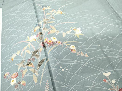 平和屋着物●京加賀友禅　百貫達雄　訪問着　枝花文　正絹　逸品　AABF9148cs