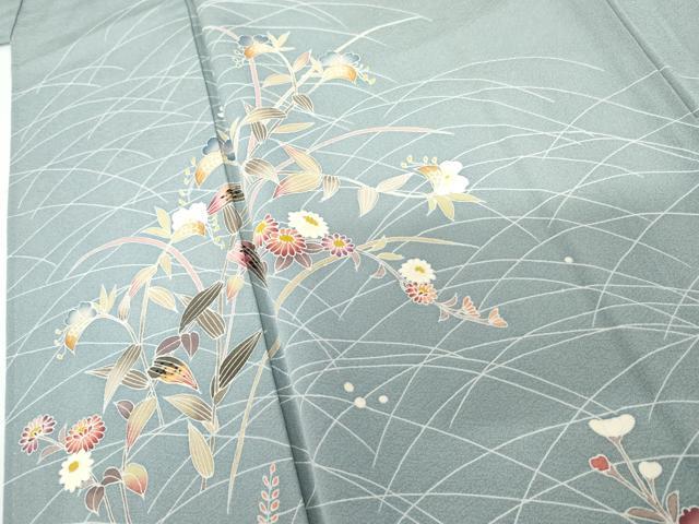 平和屋着物●京加賀友禅　百貫達雄　訪問着　枝花文　正絹　逸品　AABF9148cs