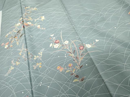 平和屋着物●京加賀友禅　百貫達雄　訪問着　枝花文　正絹　逸品　AABF9148cs