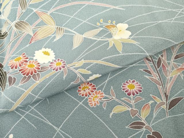 平和屋着物●京加賀友禅　百貫達雄　訪問着　枝花文　正絹　逸品　AABF9148cs