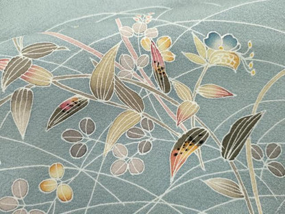 平和屋着物●京加賀友禅　百貫達雄　訪問着　枝花文　正絹　逸品　AABF9148cs