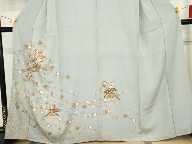 平和屋着物●訪問着 片輪車枝花文 金彩 正絹 逸品 AABF9149cs