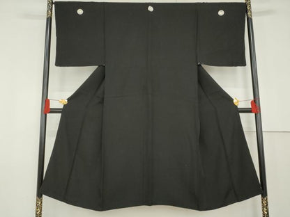 平和屋着物●男性　黒紋付　正絹　逸品　AABF9150cs