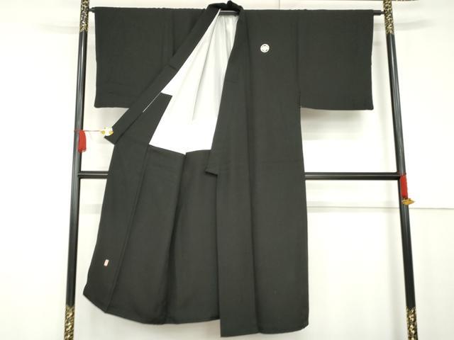 平和屋着物●男性　黒紋付　正絹　逸品　AABF9150cs