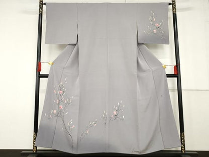 平和屋着物●訪問着 友禅 作家物 枝花文 暈し染め 正絹 逸品 AABF9151cs