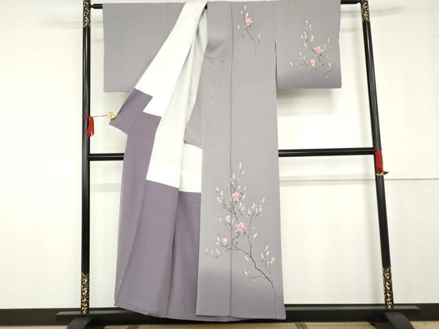 平和屋着物●訪問着 友禅 作家物 枝花文 暈し染め 正絹 逸品 AABF9151cs