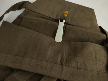 平和屋着物●男性　馬乗り袴　紬地　色無地　涅色　正絹　逸品　AABF9153cs