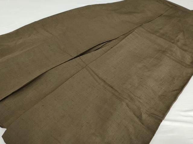平和屋着物●男性　馬乗り袴　紬地　色無地　涅色　正絹　逸品　AABF9153cs