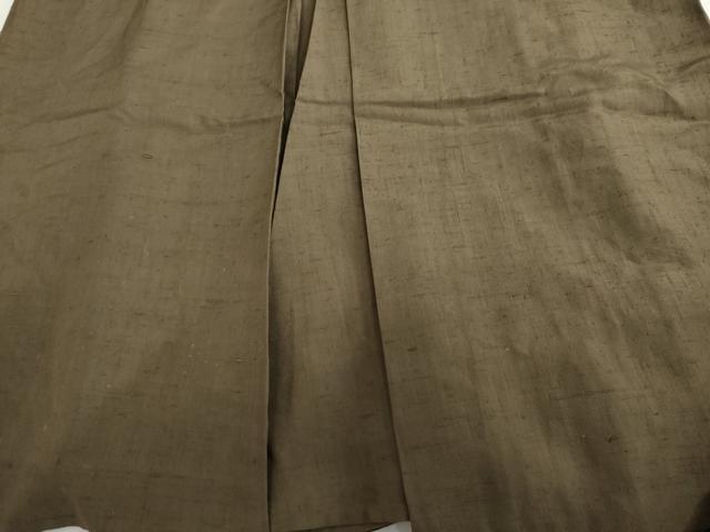平和屋着物●男性　馬乗り袴　紬地　色無地　涅色　正絹　逸品　AABF9153cs