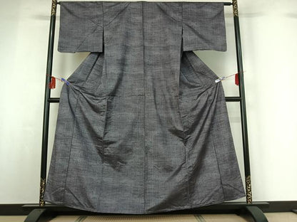 平和屋着物▽上質な紬 単衣 霞文 正絹 逸品 AABF9163jh