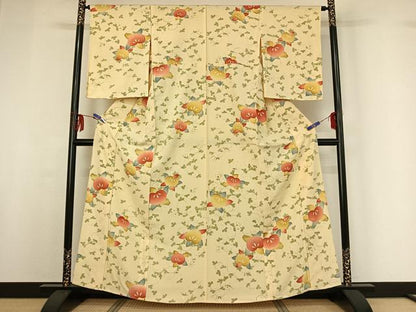 平和屋着物▽上質な小紋 単衣 橘 正絹 逸品 AABF9164jh