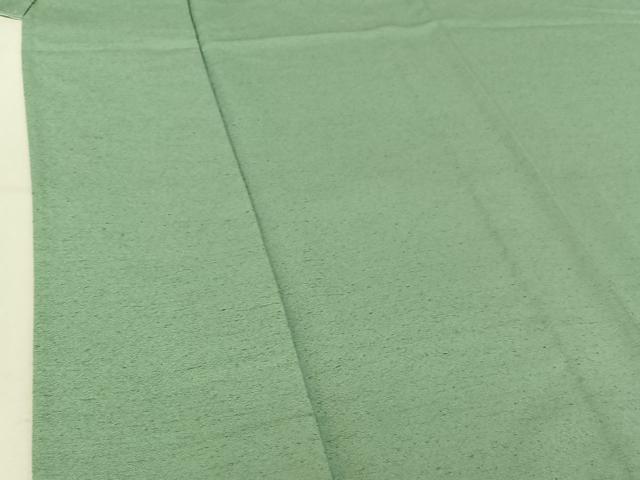 平和屋着物▽上質な紬 単衣 錆青磁色 正絹 逸品 AABF9167jh