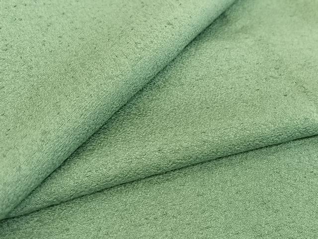 平和屋着物▽上質な紬 単衣 錆青磁色 正絹 逸品 AABF9167jh