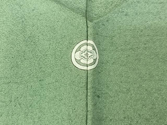 平和屋着物▽上質な紬 単衣 錆青磁色 正絹 逸品 AABF9167jh