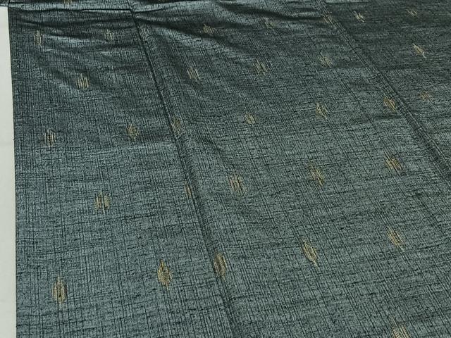 平和屋着物▽上質な紬 単衣 幾何学文様 正絹 逸品 AABF9169jh