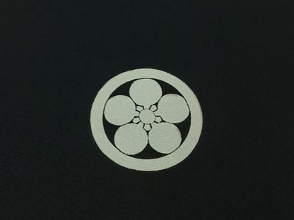 平和屋着物▽男性　黒紋付　単衣　羽織セット　暗黒色　正絹　逸品　AABF9170jh