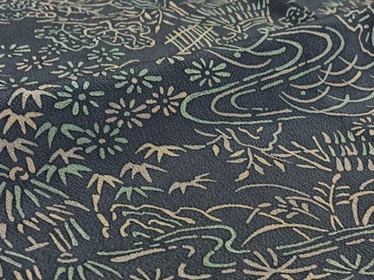 平和屋着物▽上質な小紋 単衣 風景花文 正絹 逸品 AABF9173jh